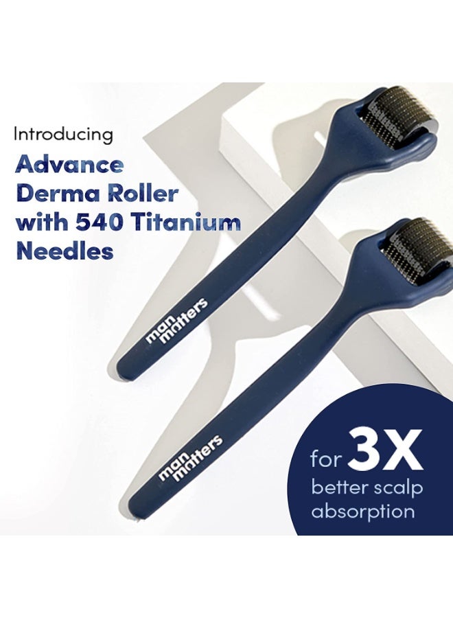 مان ماترز جهاز ديرما رولر المتطور من مان ماترز مع سائل معقم 50 مل | للشعر وفروة الرأس واللحية | مزود بـ 540 إبرة دقيقة من سبائك التيتانيوم مقاس 0.5 مم | يقلل من تساقط الشعر ويحفز بصيلات الشعر | آمن وفعال - Image 3